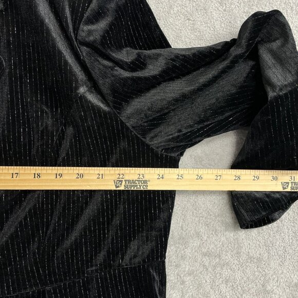 NEW Ava & Viv Women’s 2X Velvet Blazer Metallic Black Pinstripe i1607 - Picture 7 of 12